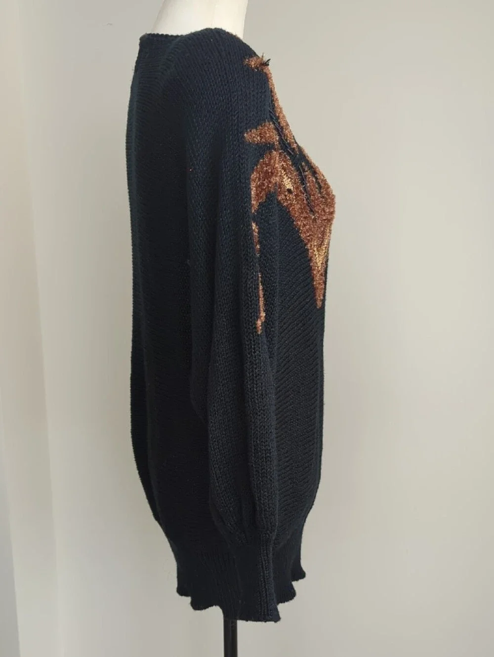 Vtg 1980s Avant Garde Wearable Art Textured Phoenix Flame Knit Sweater LARGE